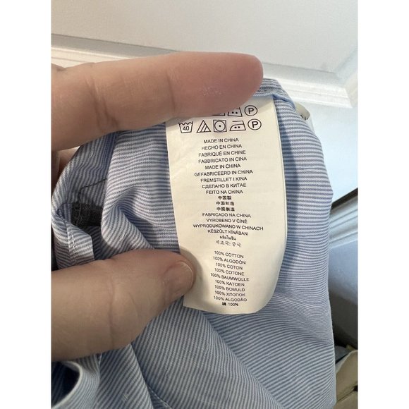 Michael Kors Shirt Large Button Down Classic Fit Blue Patterned Cotton Business - Picture 11 of 11